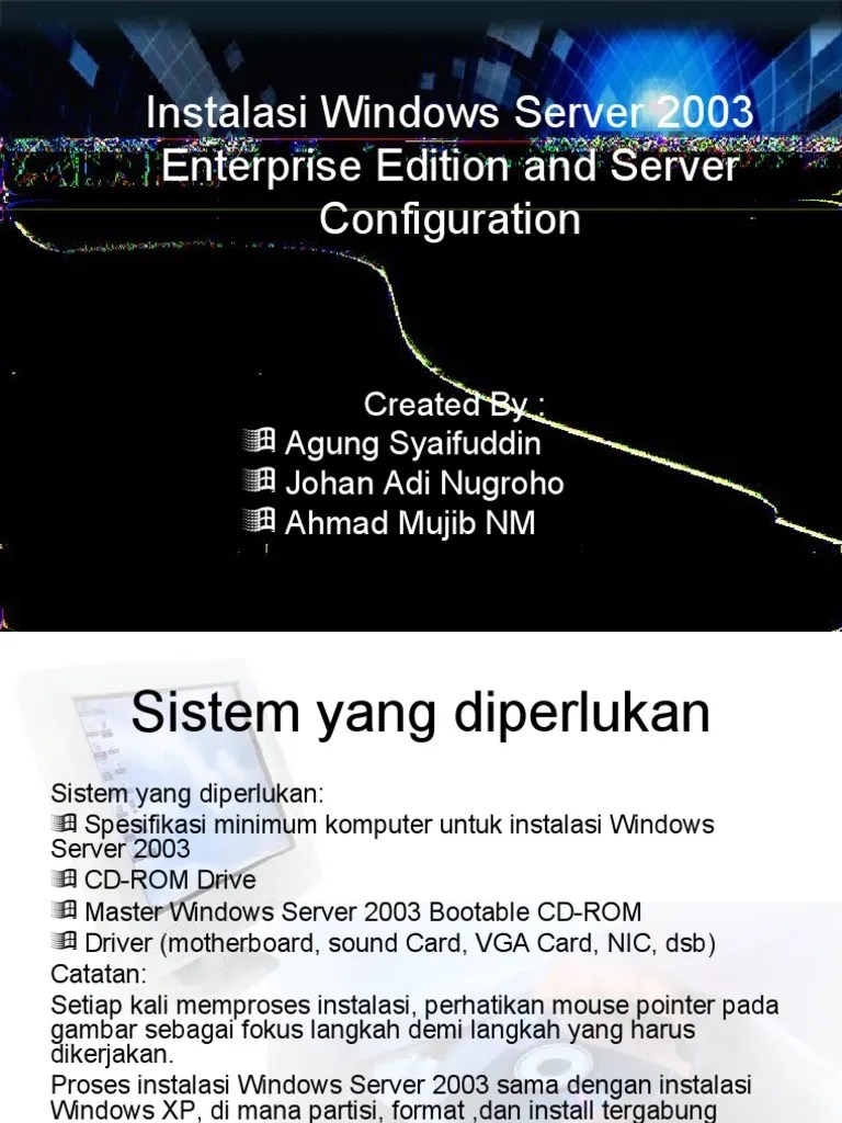Instalasi Windows Server 2003 Enterprise Edition Dan Konfigurasi | PDF