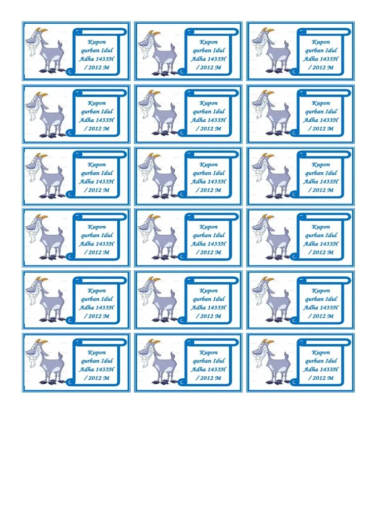 Idul adha 2018, jumlah hewan kurban di masjid istiqlal menyusut. Kupon Kurban Pdf