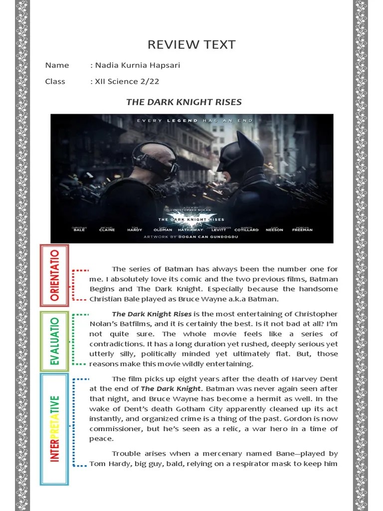 Contoh Tugas Bahasa Inggris Review Text | PDF | Batman | Leisure