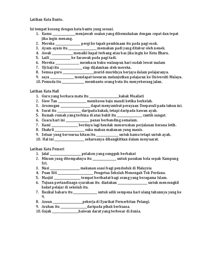 Ujian bulanan bm tahun 3 kertas 1. Latihan Kata Bantu Pdf