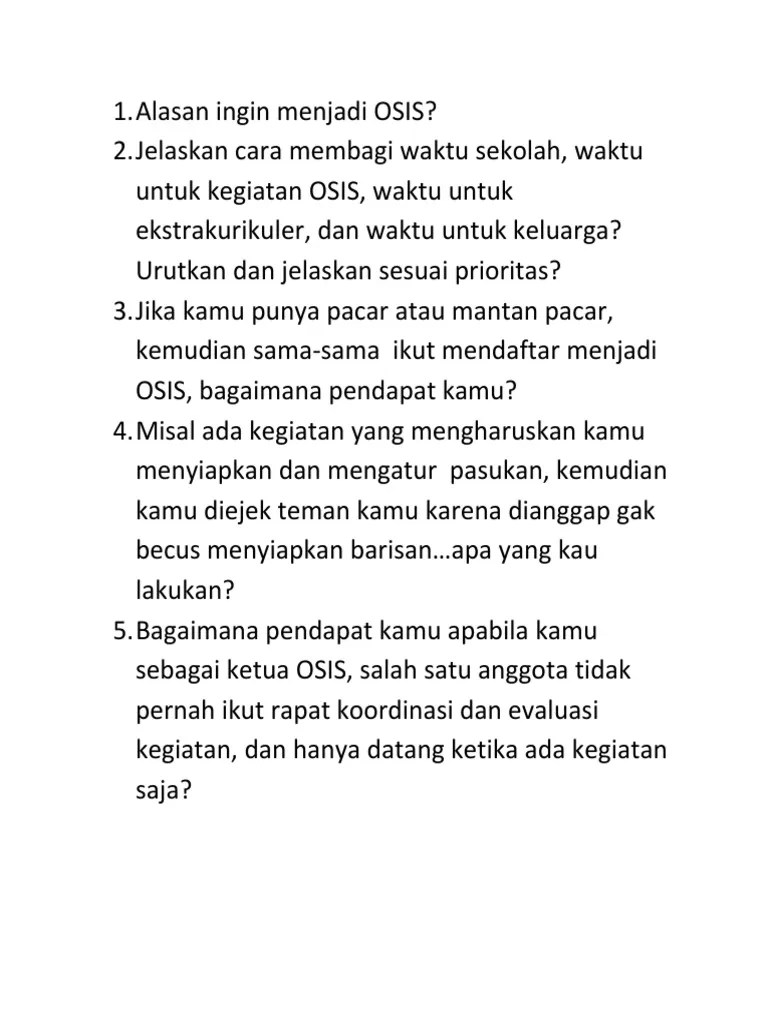 Alasan Ingin Menjadi OSIS | PDF