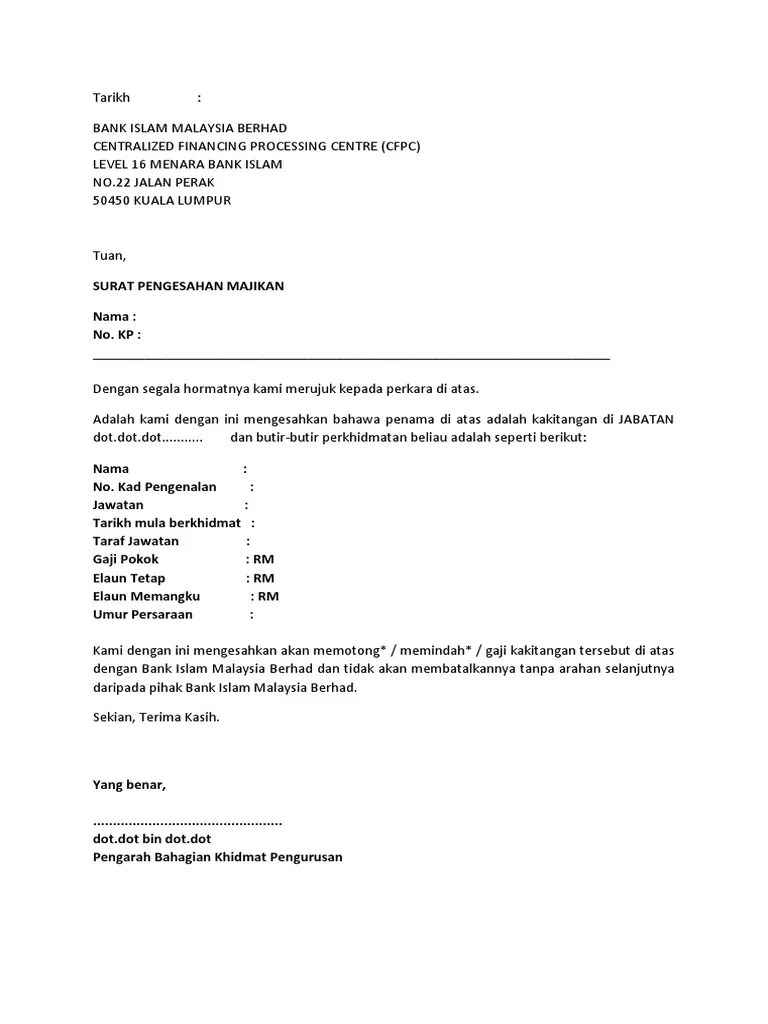 Surat Majikan Kepada Pekerja Fill Edit And Print Contoh Format Surat