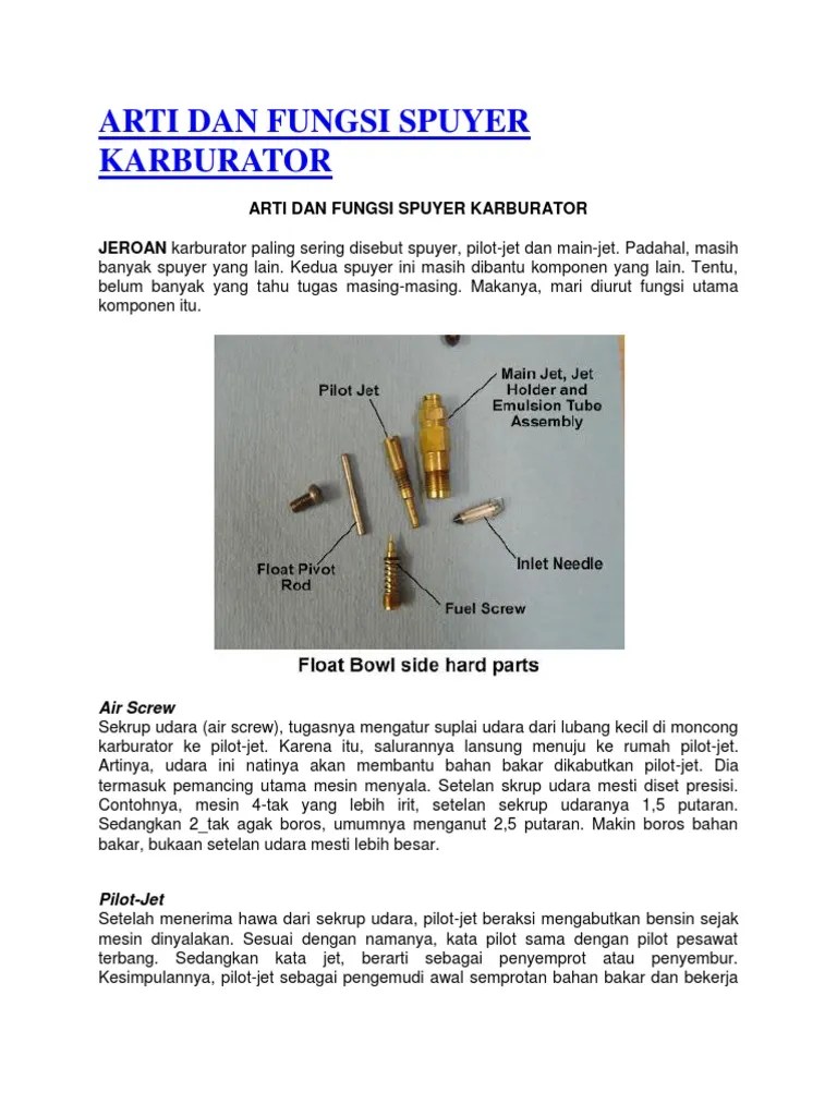 Arti Dan Fungsi Spuyer Karburator | PDF