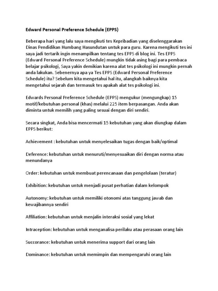 Total ada 15 pasangan jawaban yang dinilai konsistensinya. Soal Epps 225 Pdf - Guru Galeri
