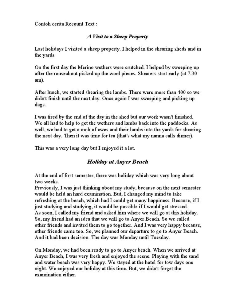 Contoh Recount Text Tentang Pengalaman Pribadi - Revisi Id
