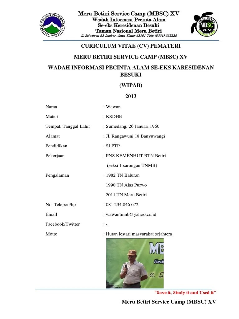 CV Pemateri, Biodata Panitia Dan Peserta MBSC | PDF