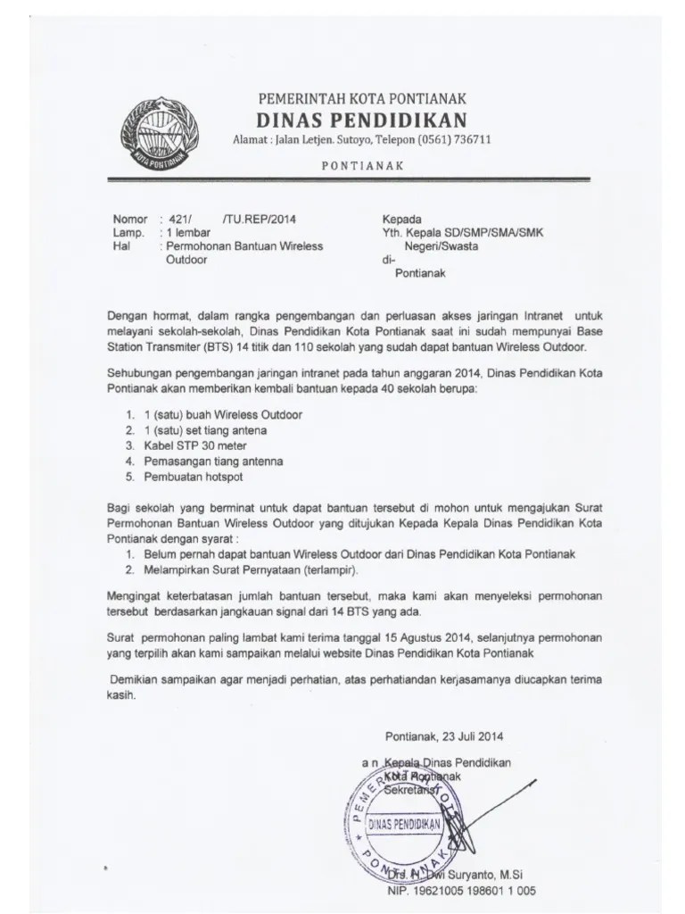 Contoh Surat Permohonan Pemasangan Internet Surat Pengajuan