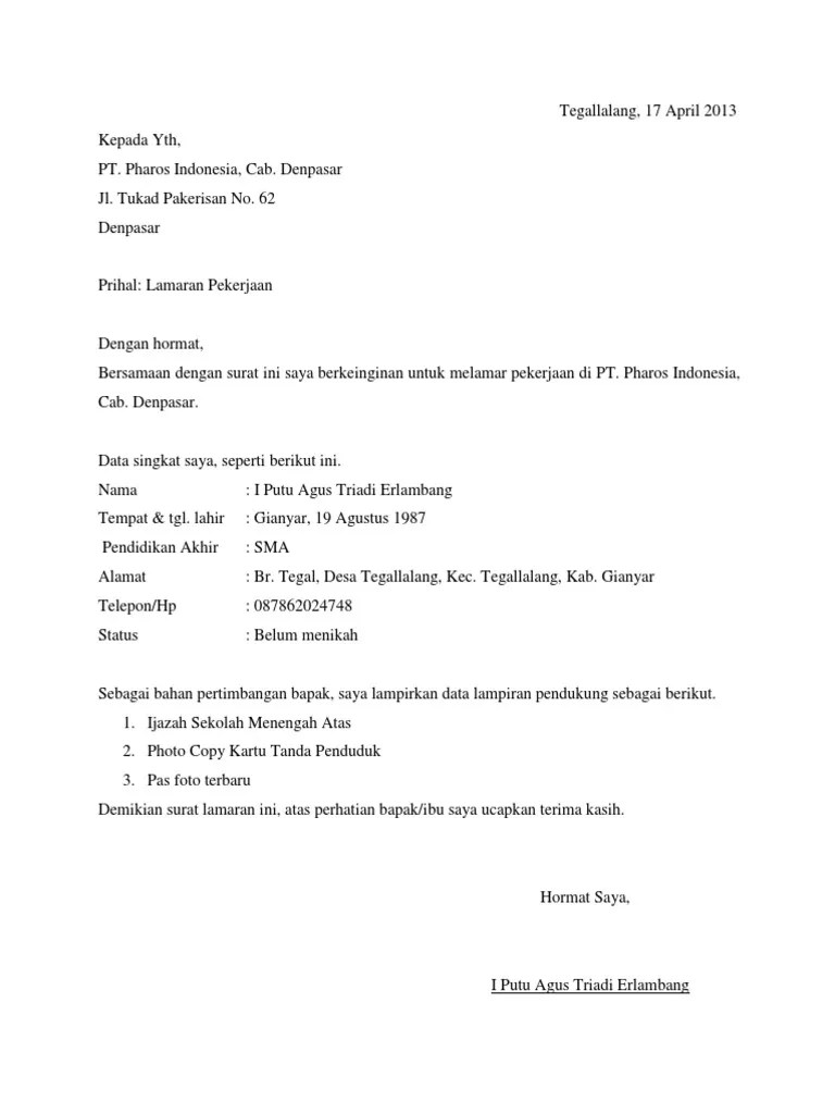 Aksesjobs loker pabrik loker pt lowongan kerja pt . Contoh Surat Lamaran Kerja Pt Pharos - Berbagi Contoh Surat