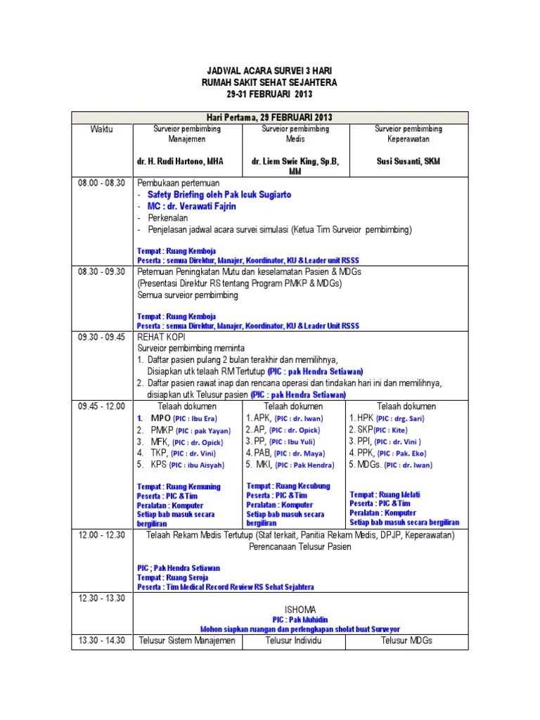 Mutu kualitas pelaksanaan pelayanan publik dicontohkan dengan produk pelayanan administrasi (dokumen, surat, kartu, gambar atau lainnya) dapat . Contoh Jadwal Survey Kars Pdf