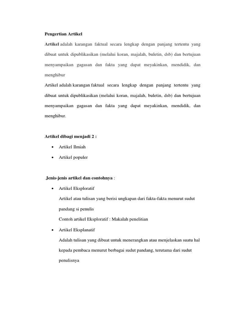 Contoh Artikel Prediktif