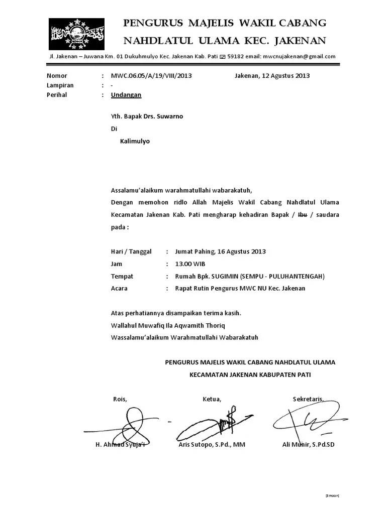 Surat undangan rakor dan pemantapan pelaksanaan zi download. Undangan Rapat Rutin Nu Xpas Pdf
