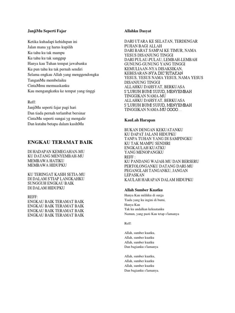 Kau mengangkatku ke tempat yang tinggi reff: Teks Lagu Janjimu Seperti Fajar Pagi Hari - Terkait Teks