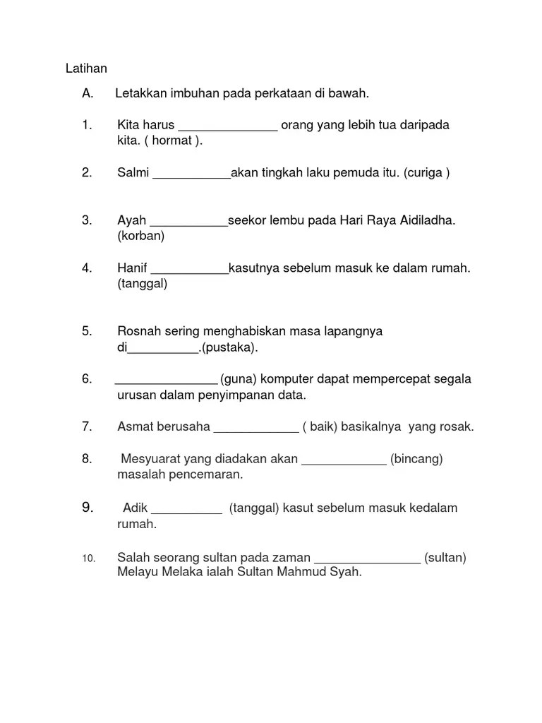 Imbuhan awalan bm tahun 1 draft pilih imbuhan awalan yang betul. Latihan Imbuhan Apitan Pdf