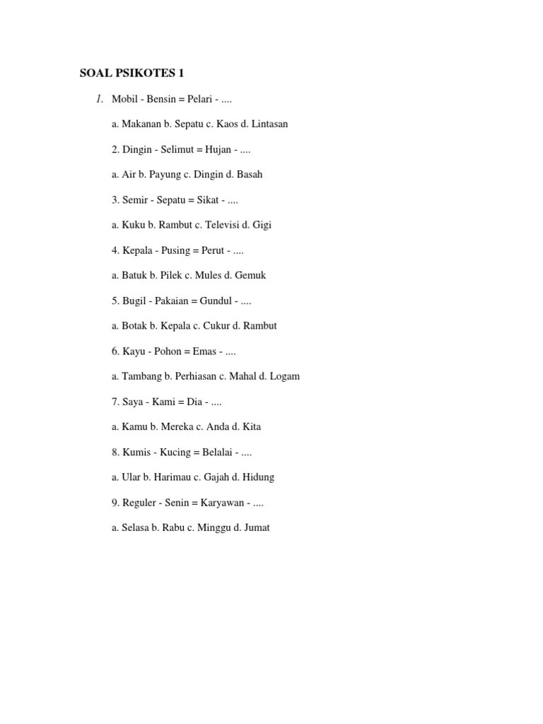 Soal Psikotes