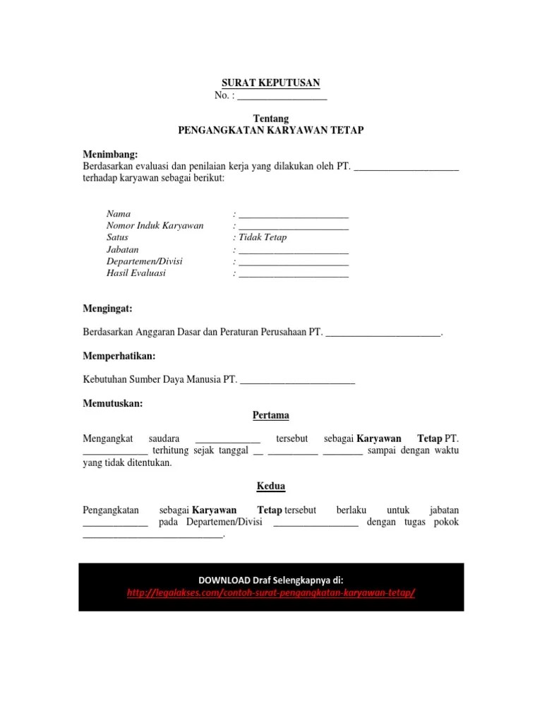 Berbagai contoh surat resmi perusahaan adalah surat penawaran, surat pesanan, surat pemberitahuan, surat permintaan penawaran, dan berbagai jenis surat resmi lainnya. Contoh Surat Pengangkatan Karyawan Tetap.pdf