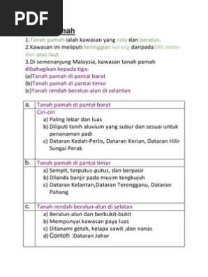 ·tanah beralun bersaliran baik sesuai untuk kelapa . Tanah Pamah Pdf