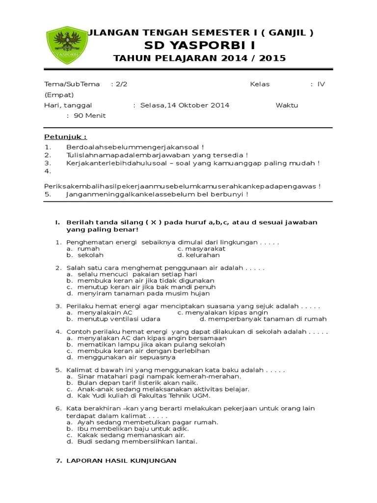 Ulangan Tengah Semester I | PDF