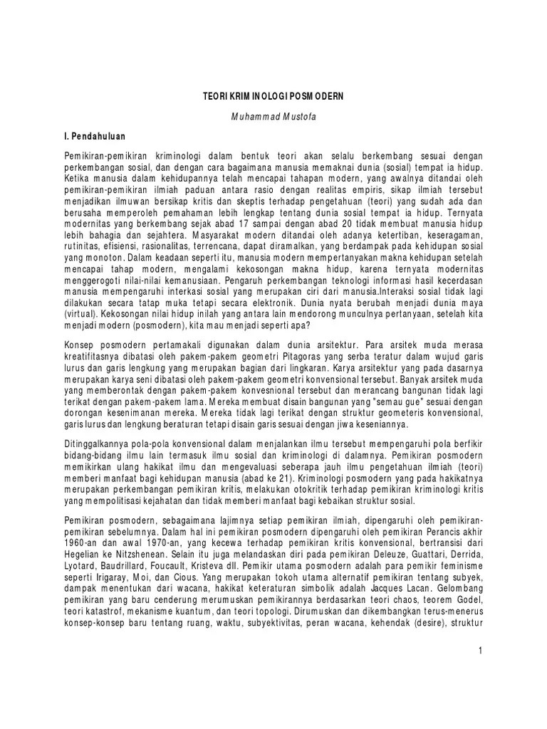 Fachteilen, die aus den beteiligten. Teori Kriminologi Posmodernolehprofmustofa Pdf