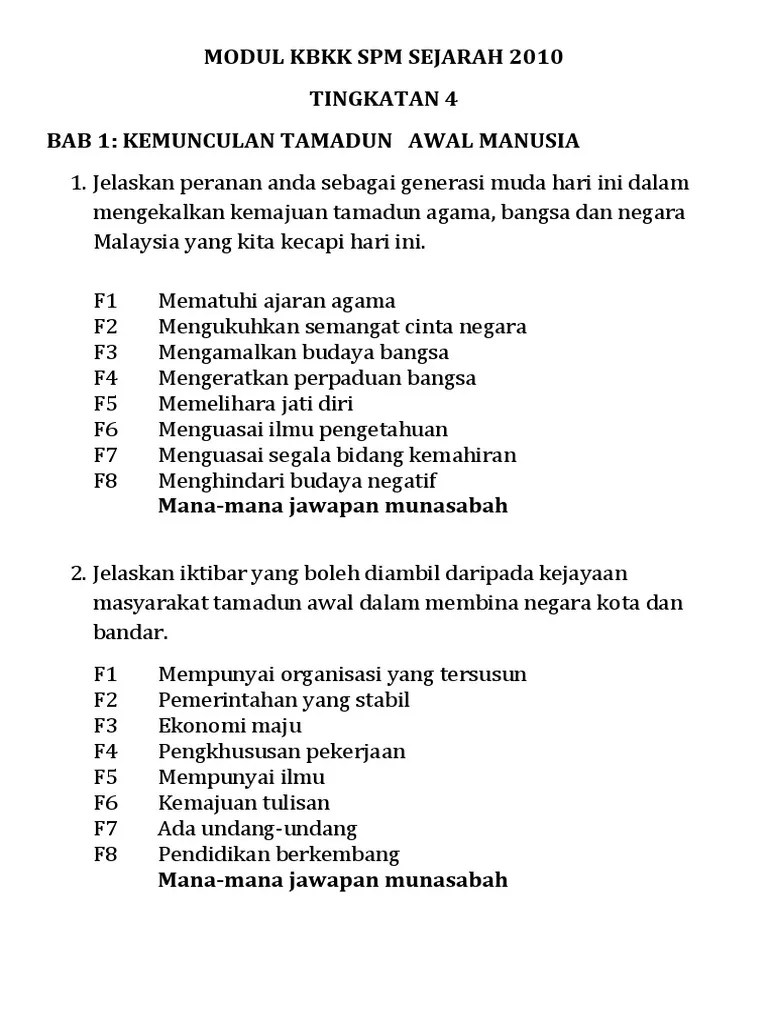 Soalan Kbat Sejarah Tingkatan 3 Bab 5 / Sejarah Kertas 3 Bab 5 Docx