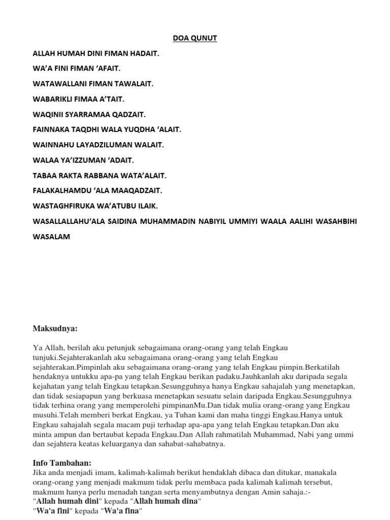 Doa qunut untuk para lelaki yang menjadi imam.disarankan bagi semua para lelaki untuk terus menghafal dan mengamalkan doa qunut imam ini, . Allah Humah Dini Fiman Hadait Pdf