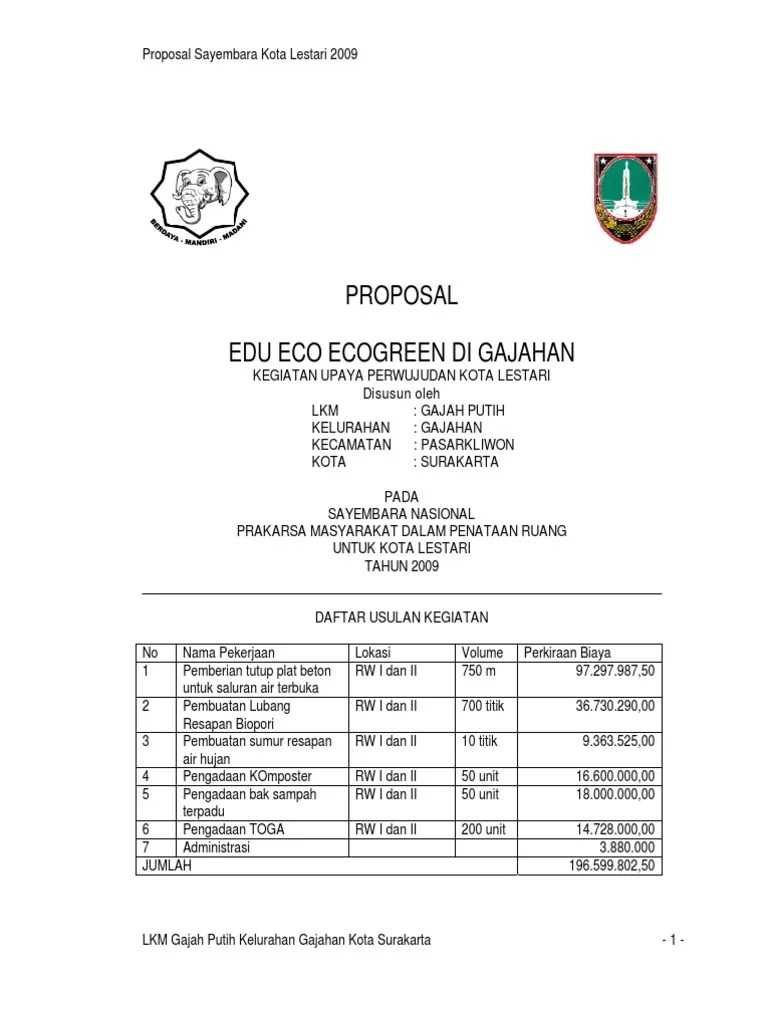 Proposal 27 Edu Eco Ecogreen Di Gajahan | PDF