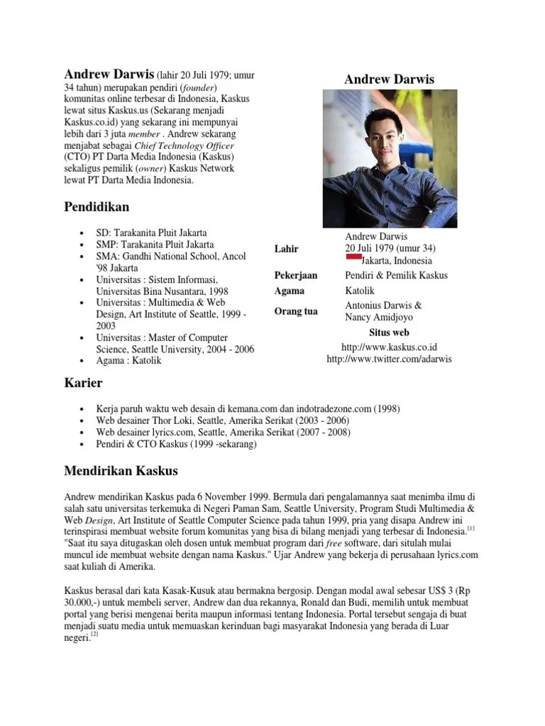 Biodata Andrew Darwis | PDF
