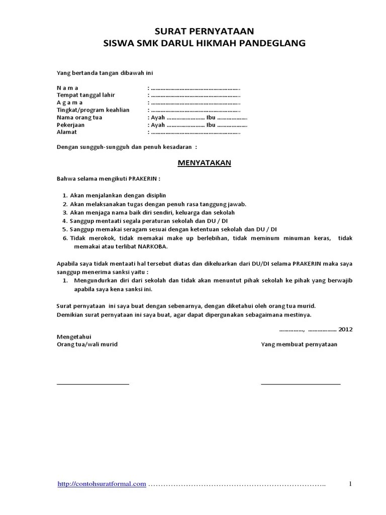 Jika ada yang mengirim surat untuk sebuah urusan, pastinya surat tersebut perlu ada balasan, salah satunya surat penawaran. Contoh-Surat-Pernyataan-PRAKERIN-atau-PKL-Siswa.pdf