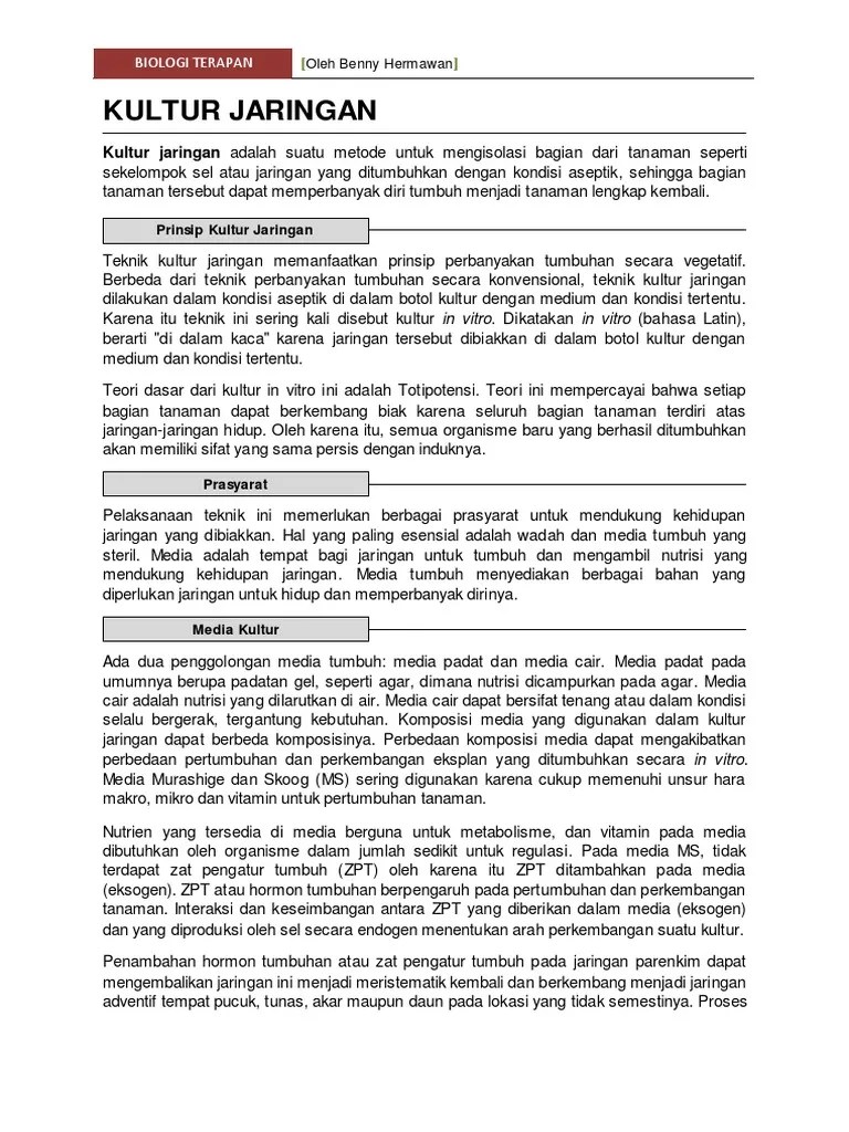 Teknik Kultur Jaringan | PDF