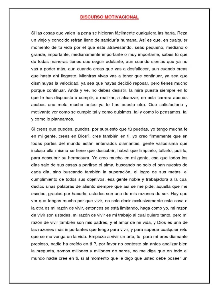Discurso motivacional podríamos definir un discurso motivacional como una alocución altamente emocional que estimula a un oyente u oyentes discurso motivacional para estudiantes lecciones de éxito. Como Cerrar Un Discurso Para Estudiantes Motivacional ...