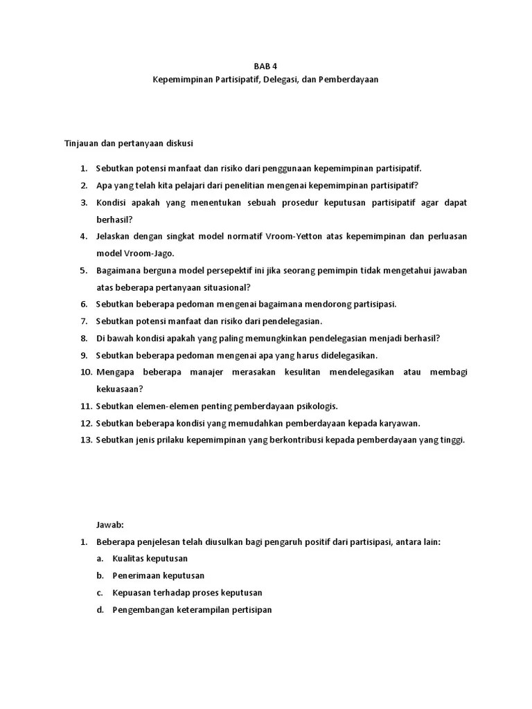 Leadership Bab 4 - Kepemimpinan Partisipatif | PDF