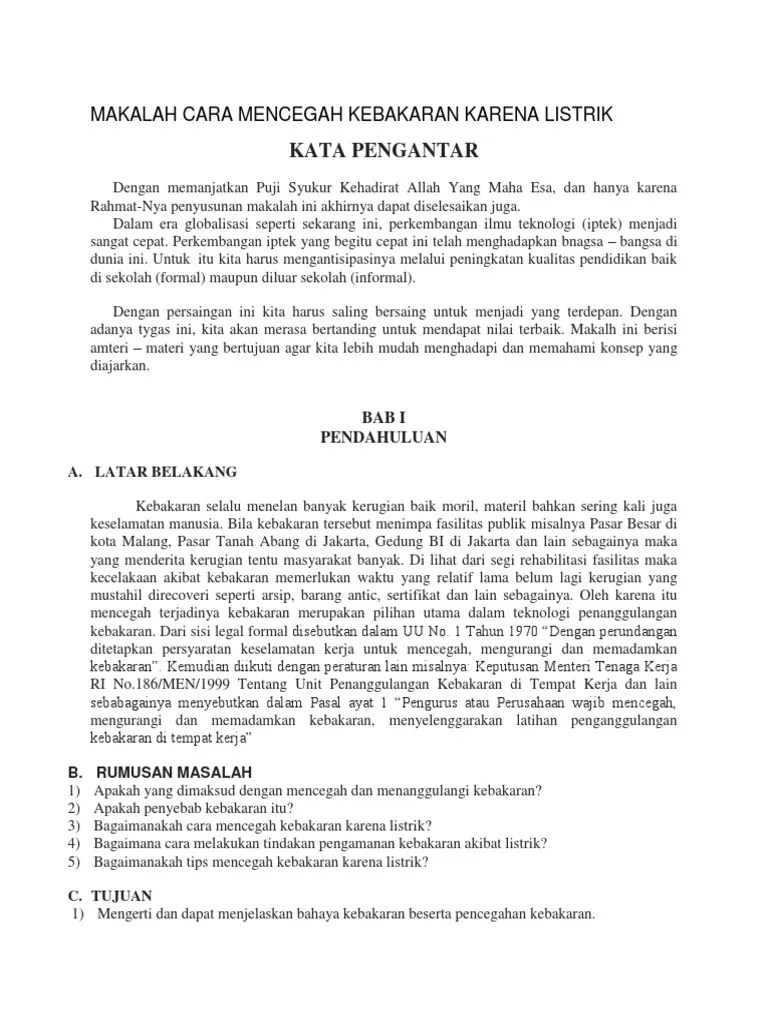 Makalah Cara Mencegah Kebakaran Karena Listrik