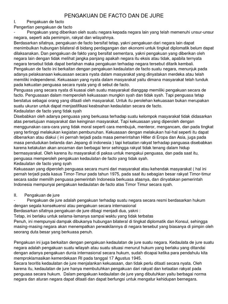 De Facto de Jure, Jenis Hukum | PDF