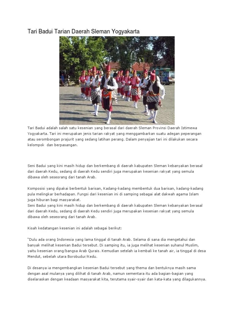Tari Badui Tarian Daerah Sleman Yogyakarta | PDF