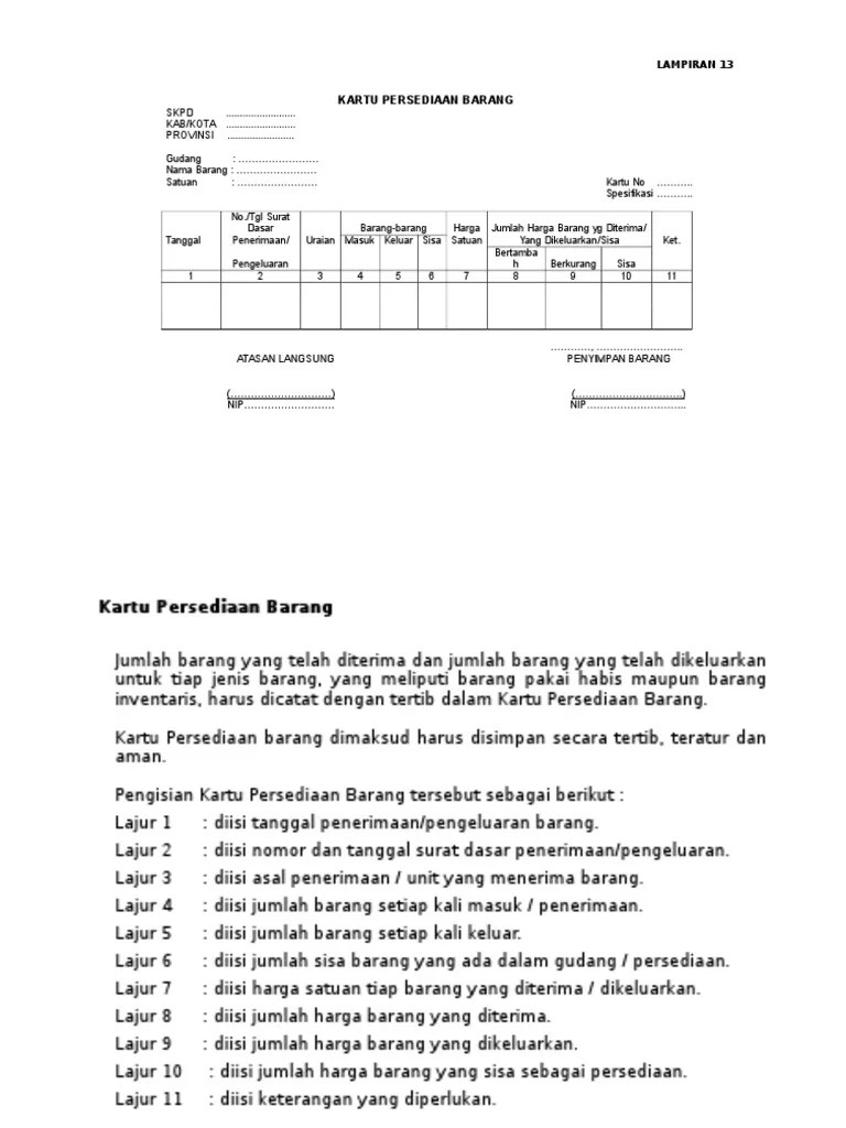 Contoh Kartu Persediaan Barang | PDF