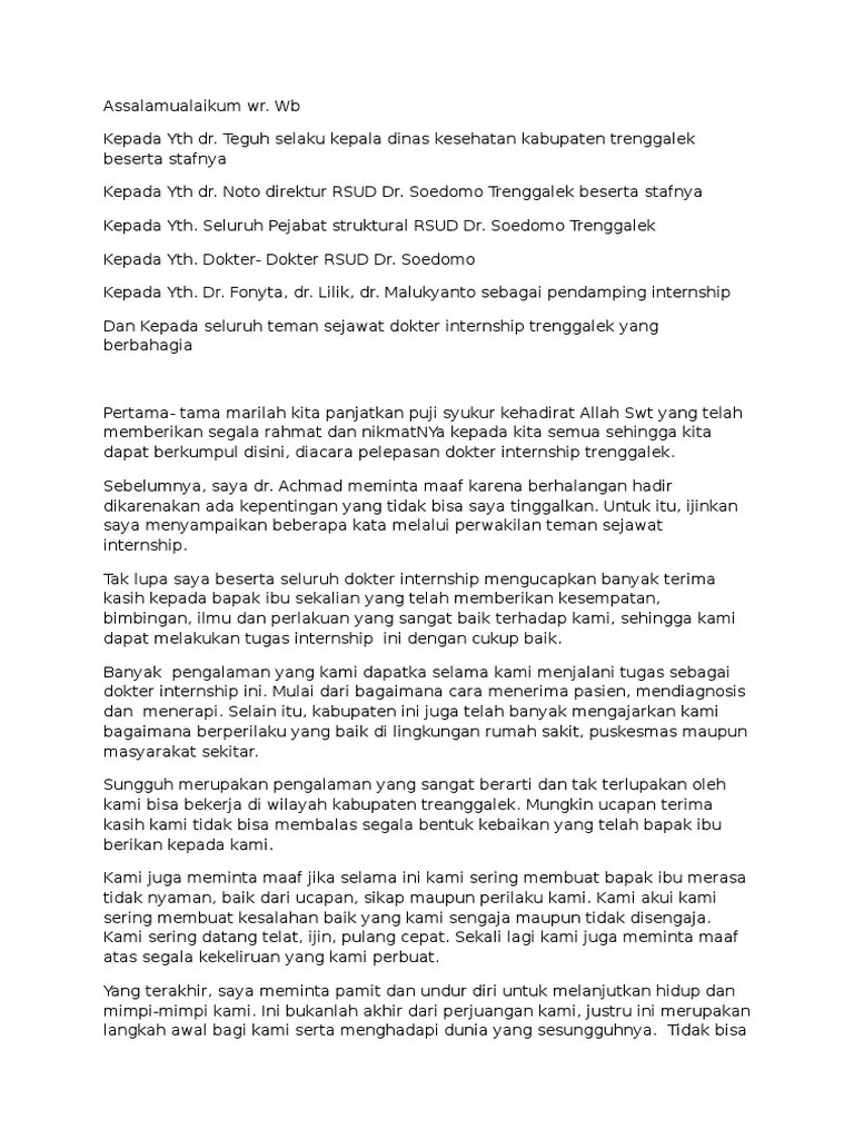 Kami semua ingin mengucapkan terima kasih atas kerja sama dan bimbingannya selama ini. Sambutan Perpisahan Pdf