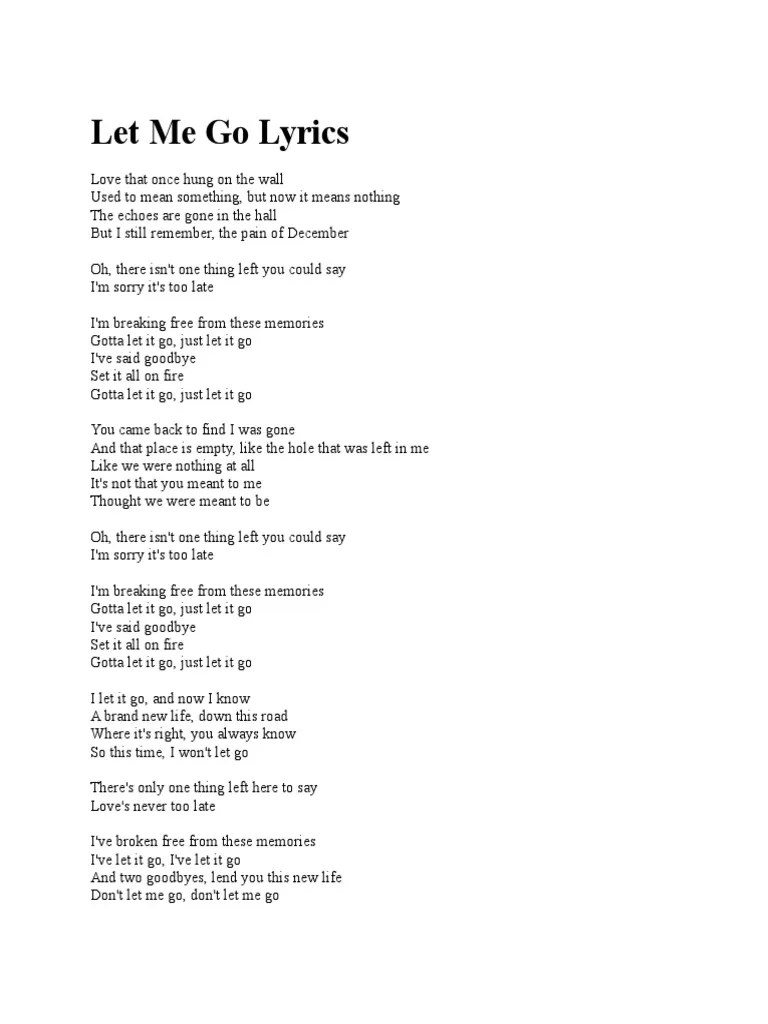 Let Me Go Lyrics | PDF | Alternative Rock | Grunge