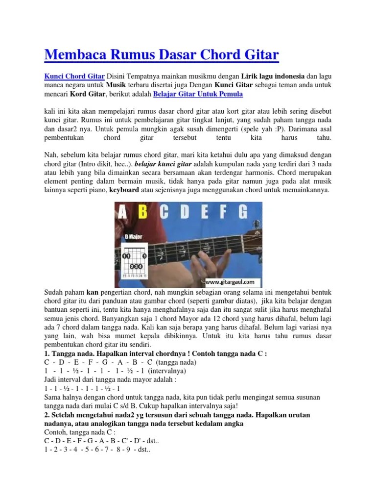 Musik umumnya dimainkan pada sebuah kunci tertentu. Membaca Rumus Dasar Chord Gitar Pdf