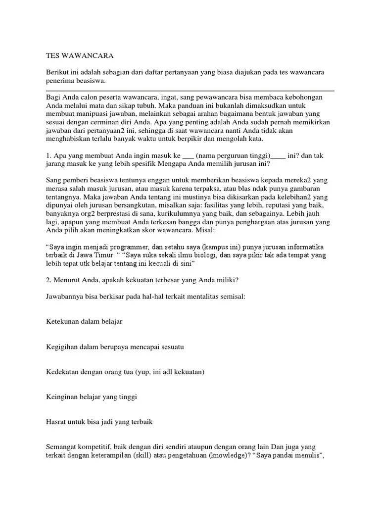Tes Wawancara | PDF