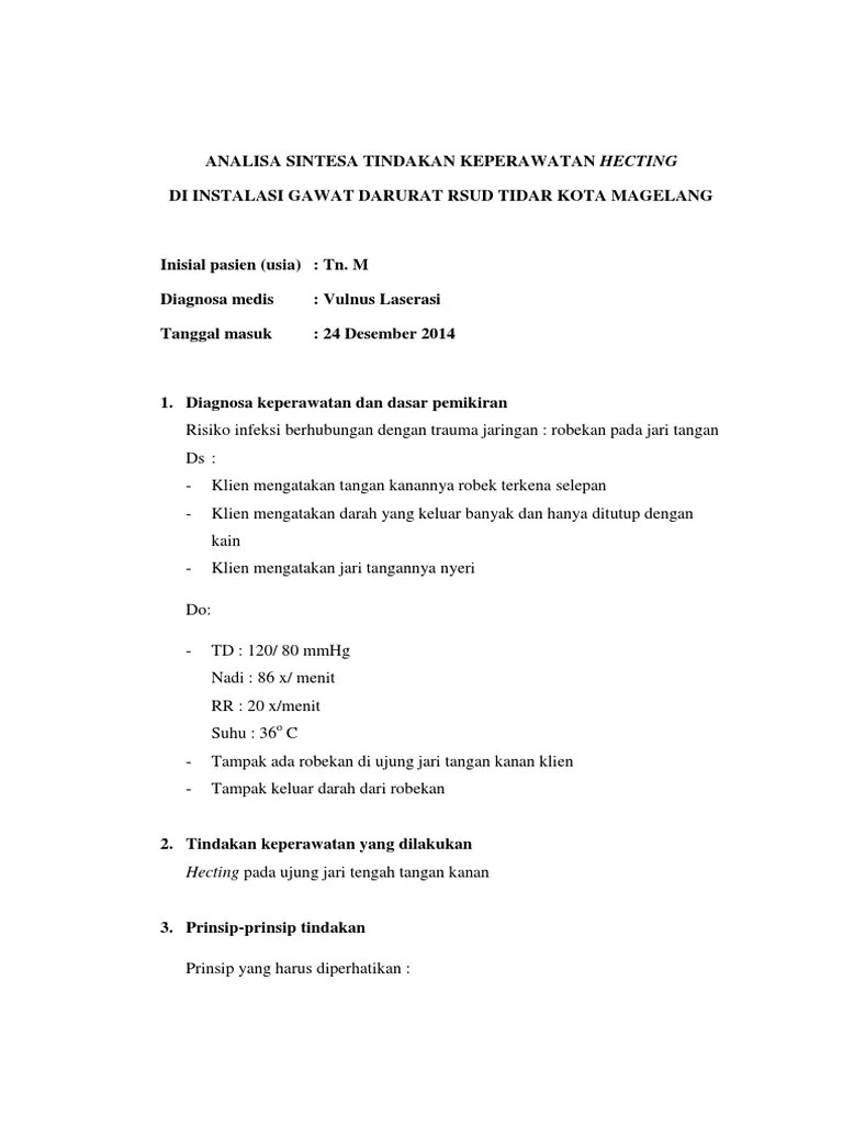Contoh Laporan Analisa Tindakan Keperawatan