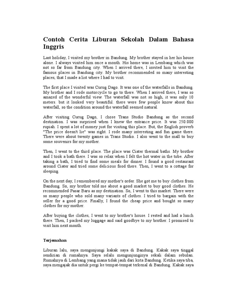 Karangan Tentang Liburan Dalam Bahasa Inggris – Kami