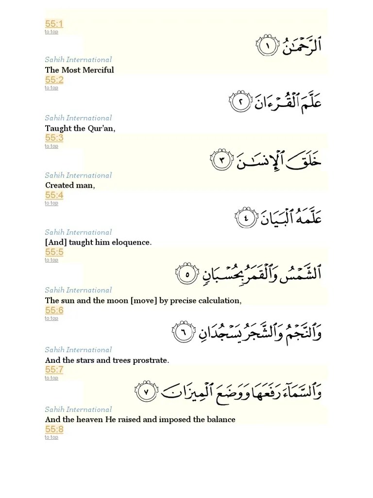 Surah Ar Rahman Ayat 1-21 | PDF