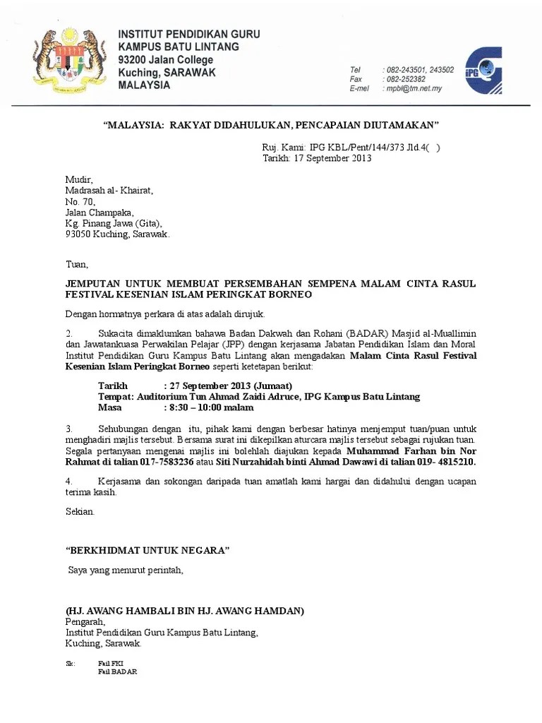 5 contoh surat tidak resmi dalam bahasa inggris . Contoh Surat Rasmi Pdf