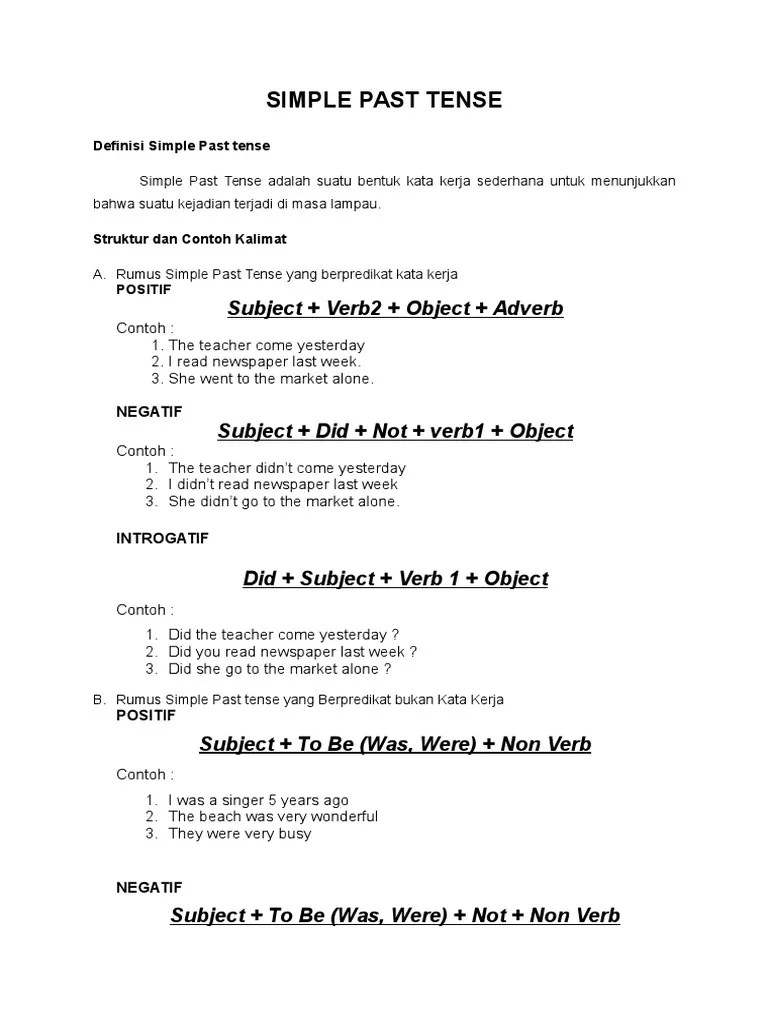 Simple Past Tense | PDF