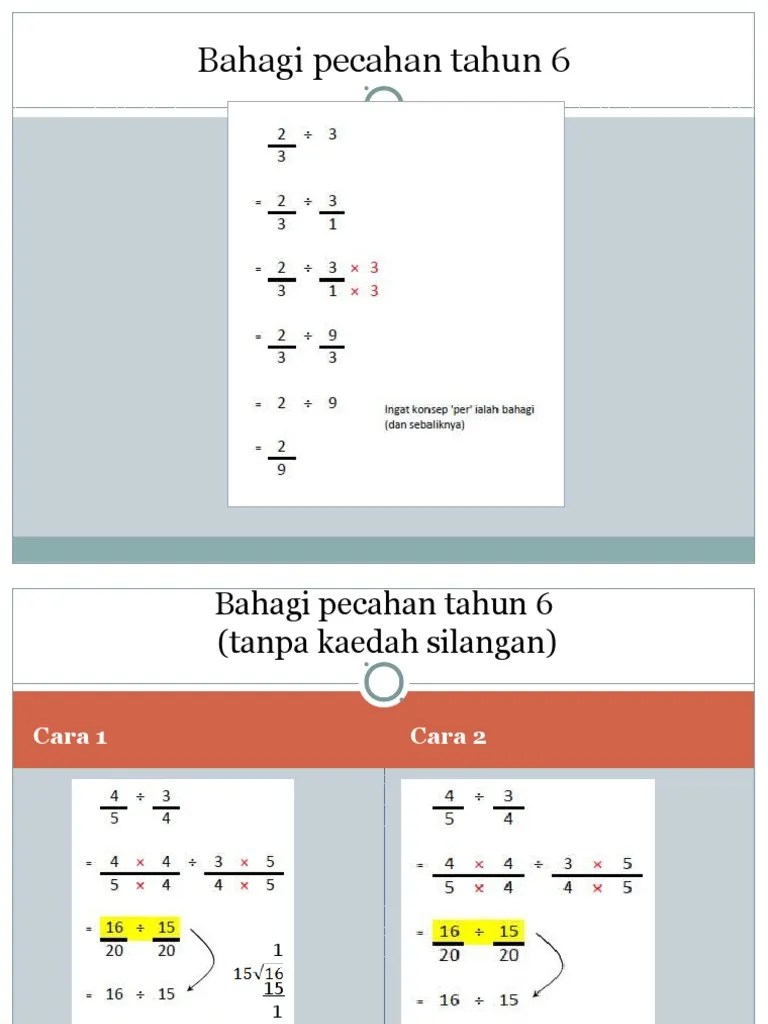 Bahagi Pecahan Tahun 6 Pdf