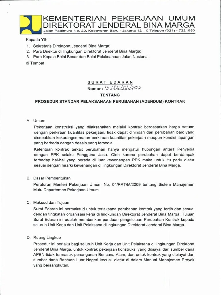 Prosedur Adendum Kontrak | PDF