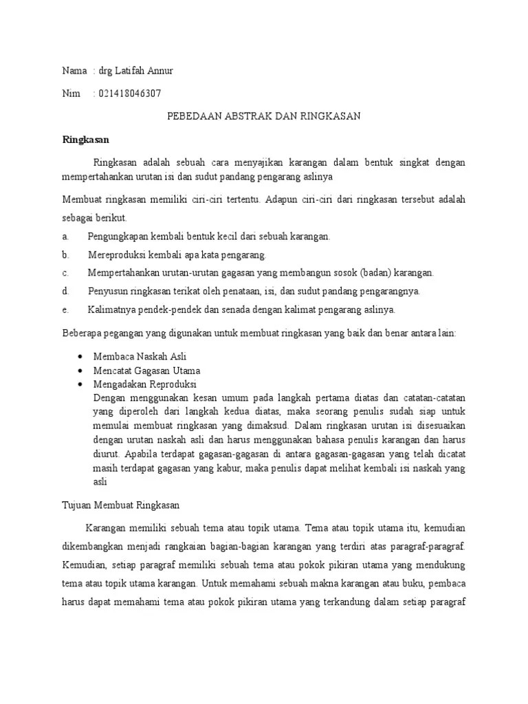 Abstrak Dan Ringkasan | PDF