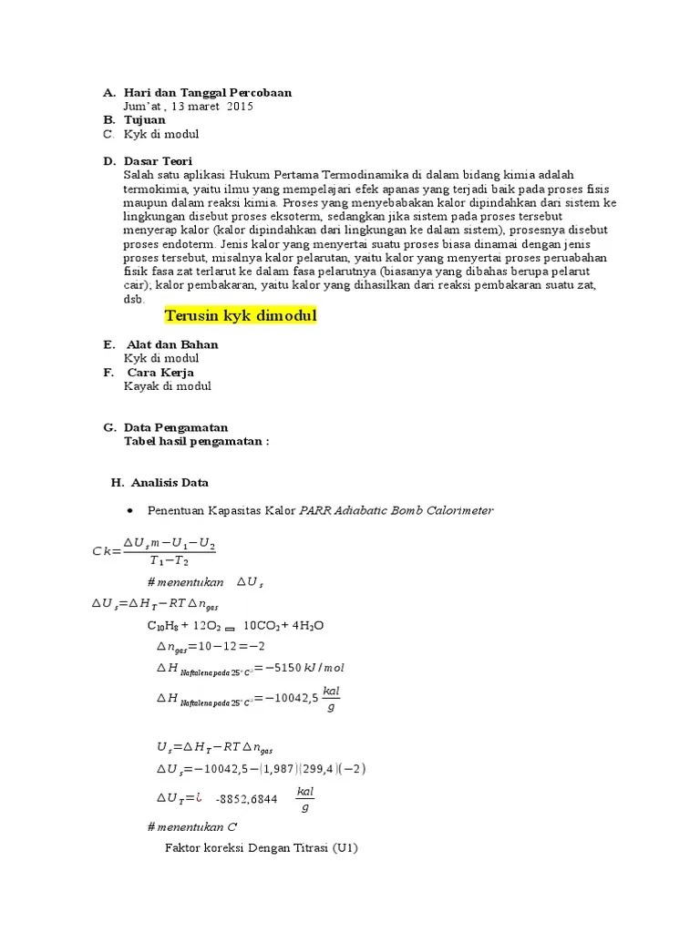 Lap. Penentuan Kalor Pembakaran Zat | PDF