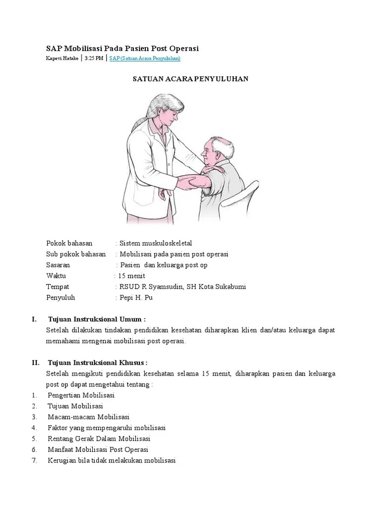 SAP Mobilisasi Pada Pasien Post Operasi | PDF