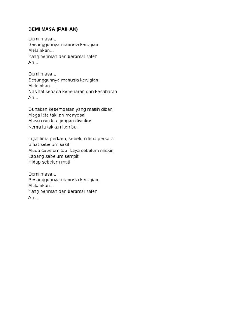 Sebenarnya hati ini cinta kepada mu. Lirik Lagu Demi Masa Pdf
