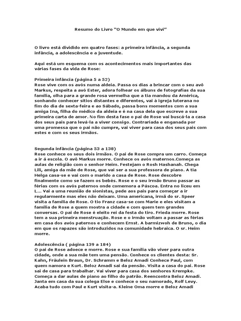 Resumo OMundoEmQueVivi | PDF | Avós | Instituições Sociais